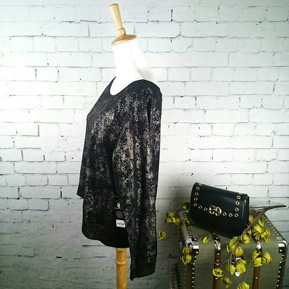 NWT Rock & Republic metallic snakeskin print top - Picture 2 of 5